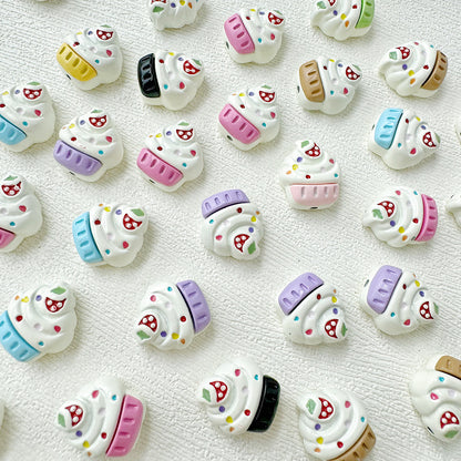 Baking Painted Watermelon and Cake Metal Beads 16mm Colorful 10pcs 2