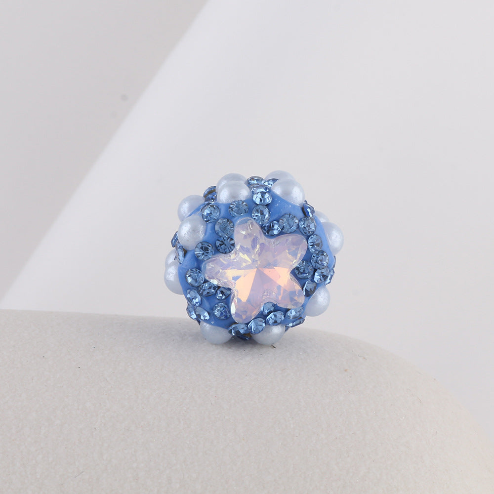 Embellished Star Clay Beads 18mm Pearl Rhinestone Bubblegum 10pcs 4