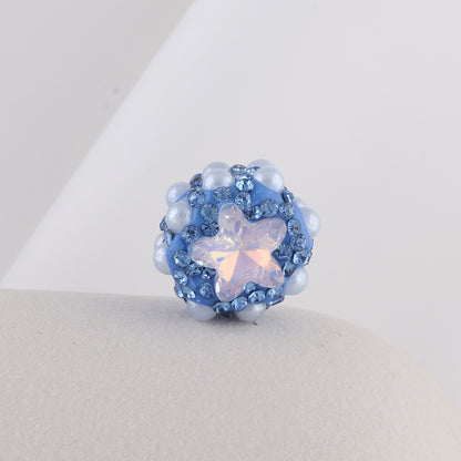 Embellished Star Clay Beads 18mm Pearl Rhinestone Bubblegum 10pcs 4