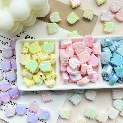 UV Plating Ghost Acrylic Flat Beads 14mm Candy Color 50pcs 3