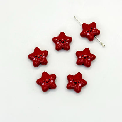 Star Metal Beads 13mm Glossy Painted Smiley Face 10pcs 18