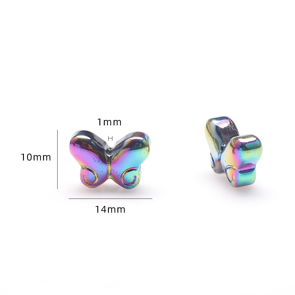Butterfly Plated Transparent Glass Beads 10x14mm 20pcs 2