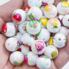 Plating Round Acrylic Beads 16mm Fresh Fruit Printed Glossy 20pcs 3
