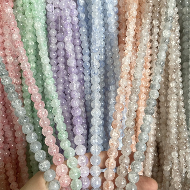 Crackle Round Glass Beads 10mm Jade Ice Frosted Cracked 100pcs 3