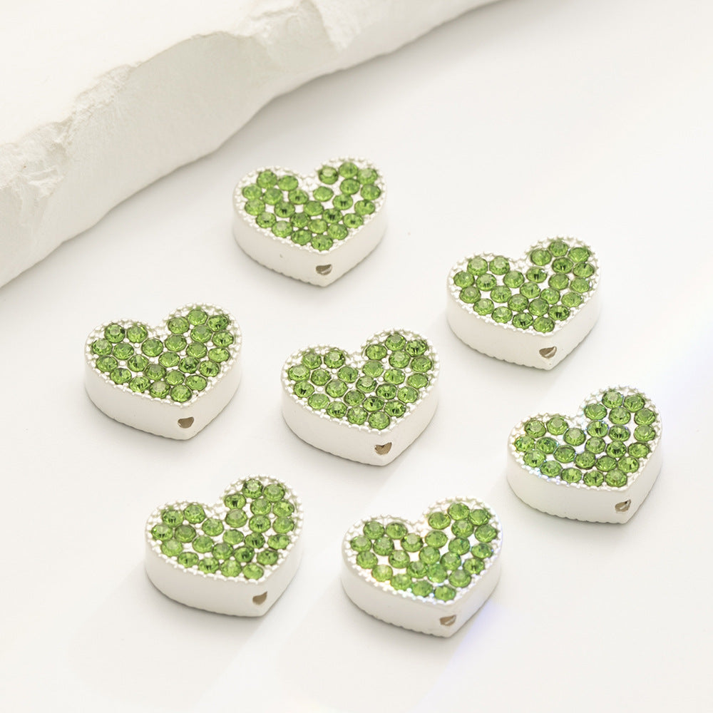Heart Rhinestone Beads 15mm Zinc Alloy Colorful 10pcs 3