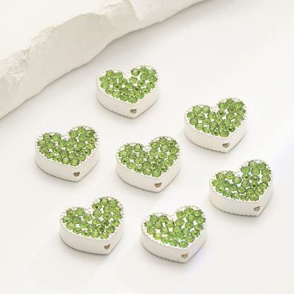 Heart Rhinestone Beads 15mm Zinc Alloy Colorful 10pcs 3