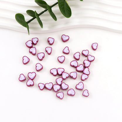 Heart Clay Beads 10mm Light Purple LOVE Scripting 100pcs 4