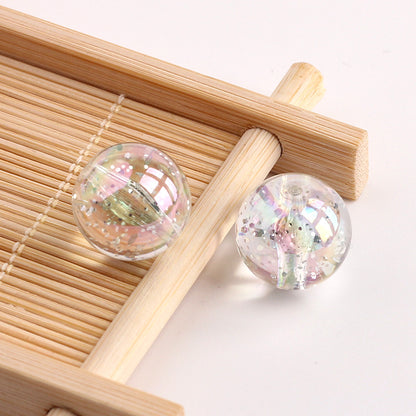Plated Bubblegum Beads 18-20mm Transparent Mylar Flakes Filled 100g 8