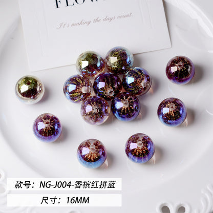 Glitter Fireworks Resin Beads 16mm Round Multicolor 10pcs 9