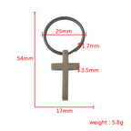 Stainless Steel Cross Keychain Minimalist Polished Silver and Black 5