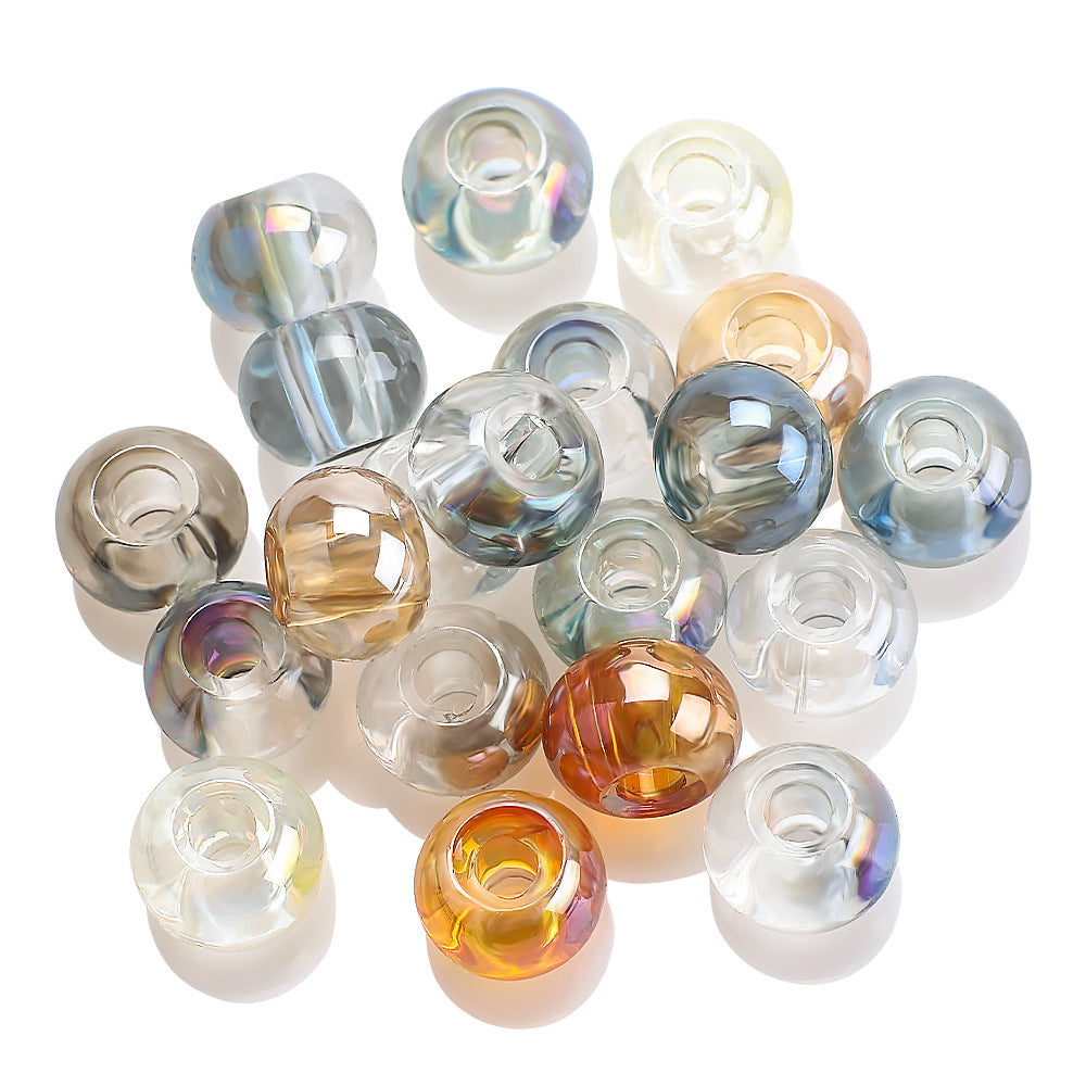 Electroplated Glass Beads 8 10mm Large Hole Rainbow Finish 50pcs 2