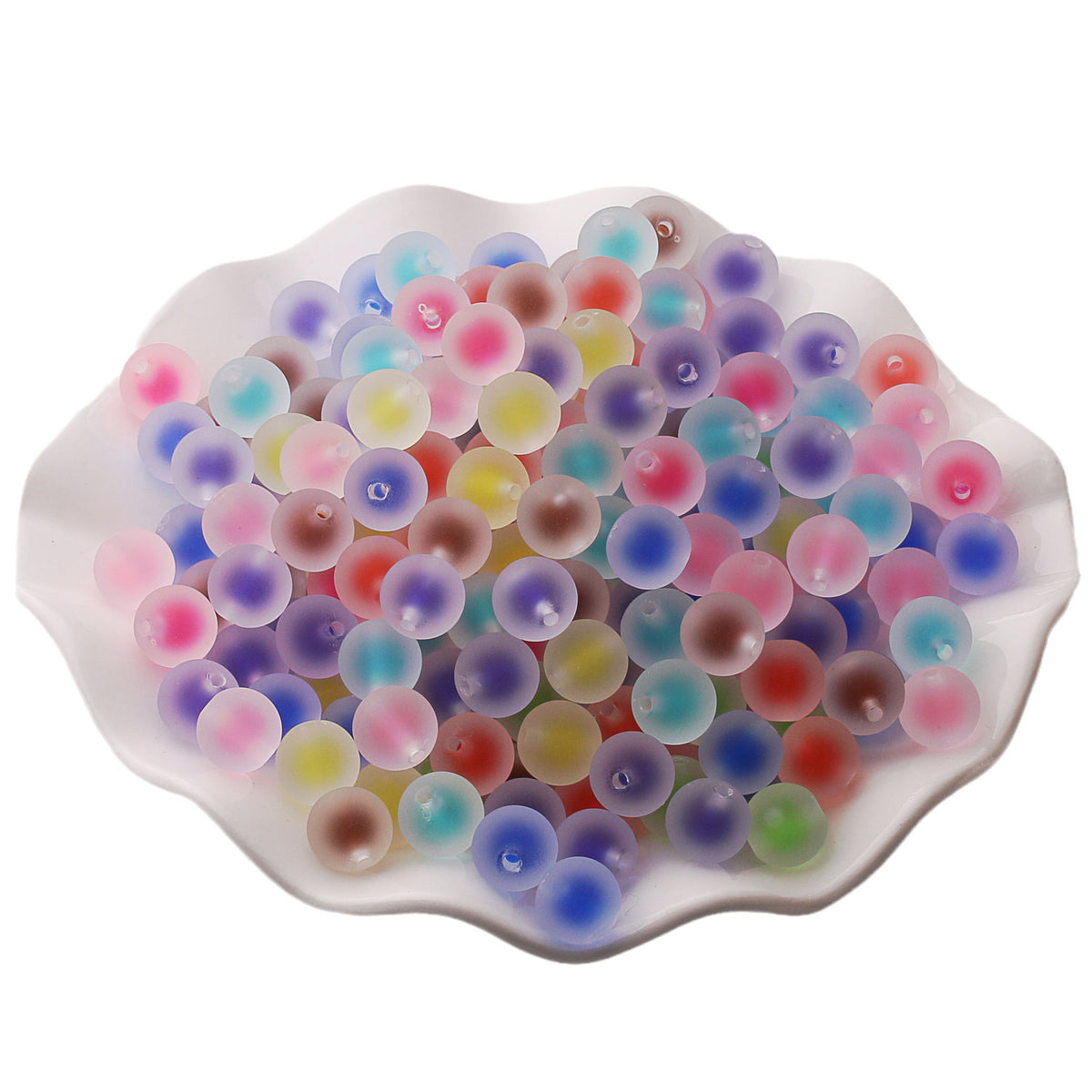 Rubberized Matte Acrylic Beads 16mm Frosted Colorful Core 50pcs 3