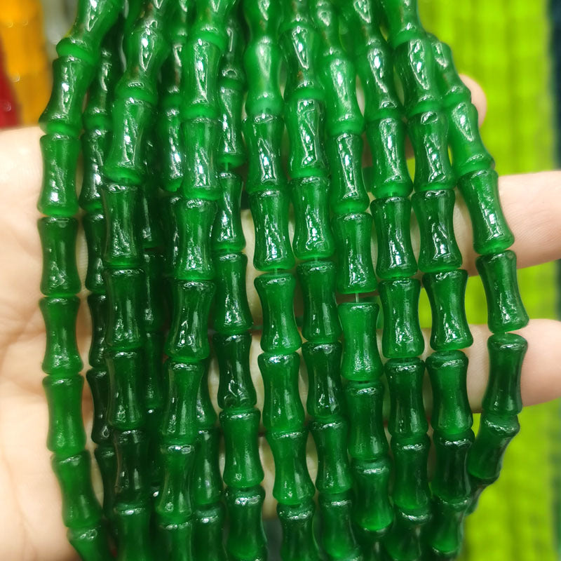 Transparent Bamboo Shape Glass Beads 6x12mm Glossy Finish 5 Strands 23