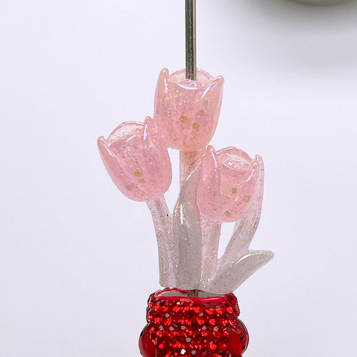 Glow in Dark Tulip Bouquet Resin Beads 37mm Iridescent Pastel 50pcs 3