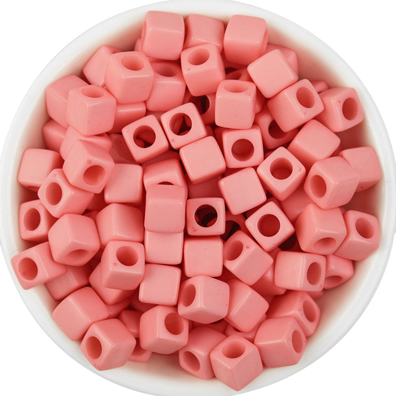 Solid Color Rounded Square Acrylic Beads 7mm Large Hole 100pcs 9