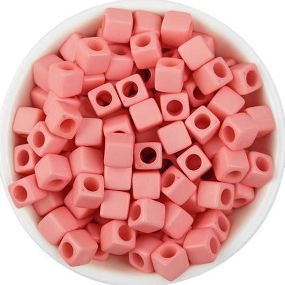 Solid Color Rounded Square Acrylic Beads 7mm Large Hole 100pcs 9