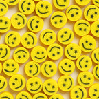 Flat Clay Beads 10mm Yellow Smiley Face Polymer 200pcs