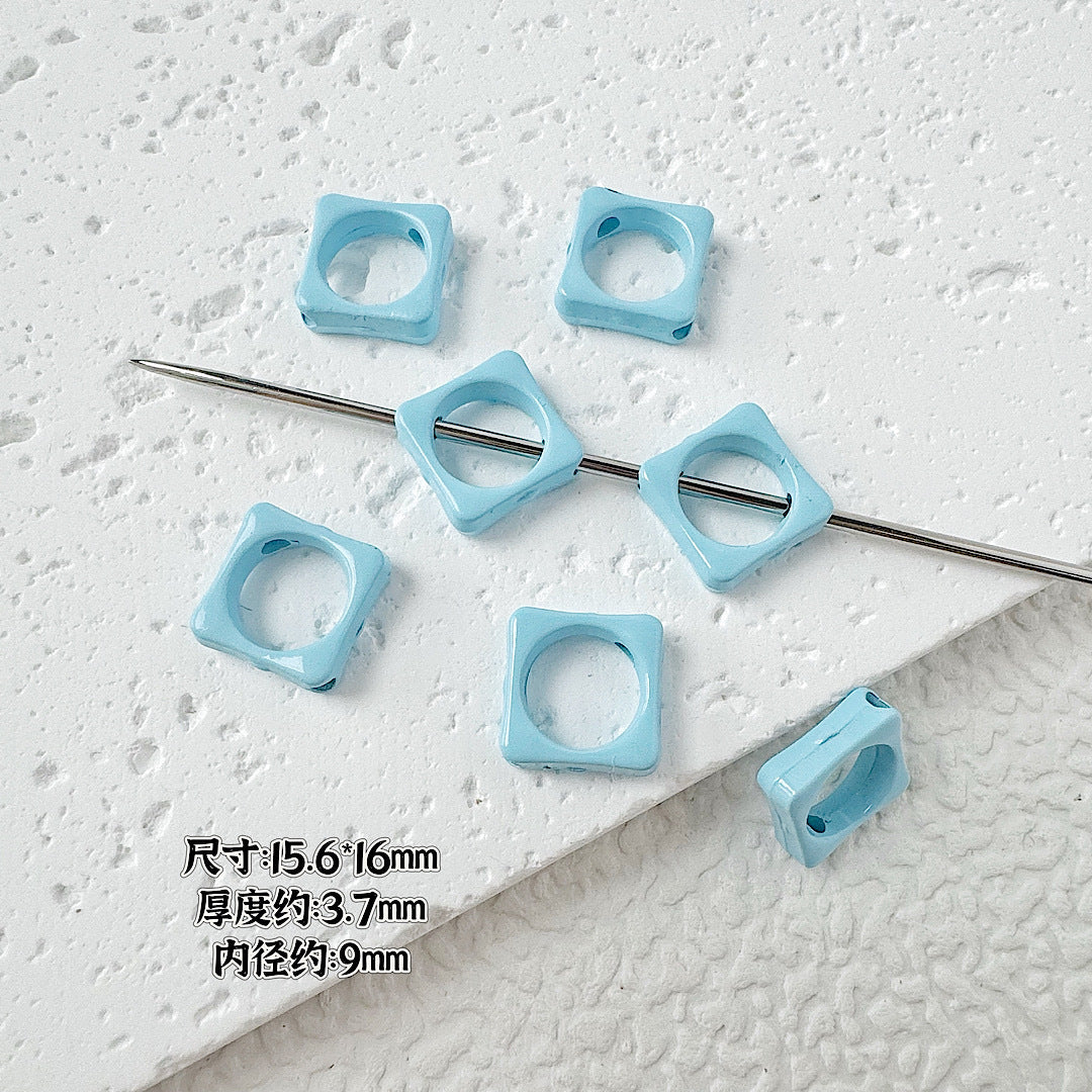 Heart Circle Floral Metal Beads Painted Solid Color Bulk 20pcs 17
