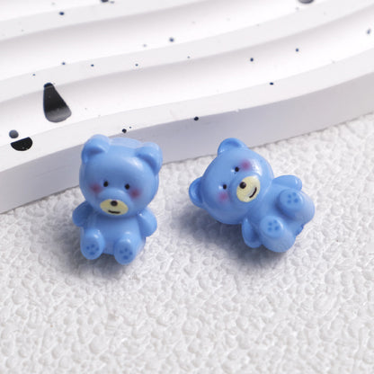 Cartoon Printed Teddy Bear Acrylic Beads 16mm Colorful Mixed 50pcs 7