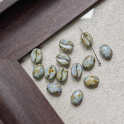 Vintage Czech Coffee Bean Lampwork Glass Beads 8x11mm 10pcs 30