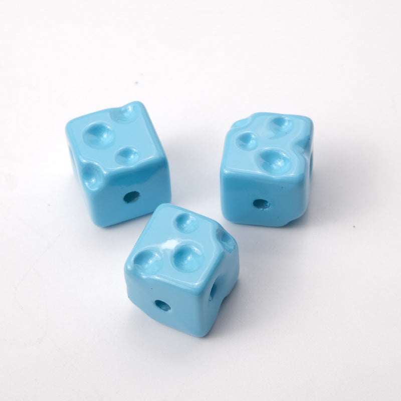 Painted Square Acrylic Beads 14mm Colored Baking Cheese Style 100pcs 13