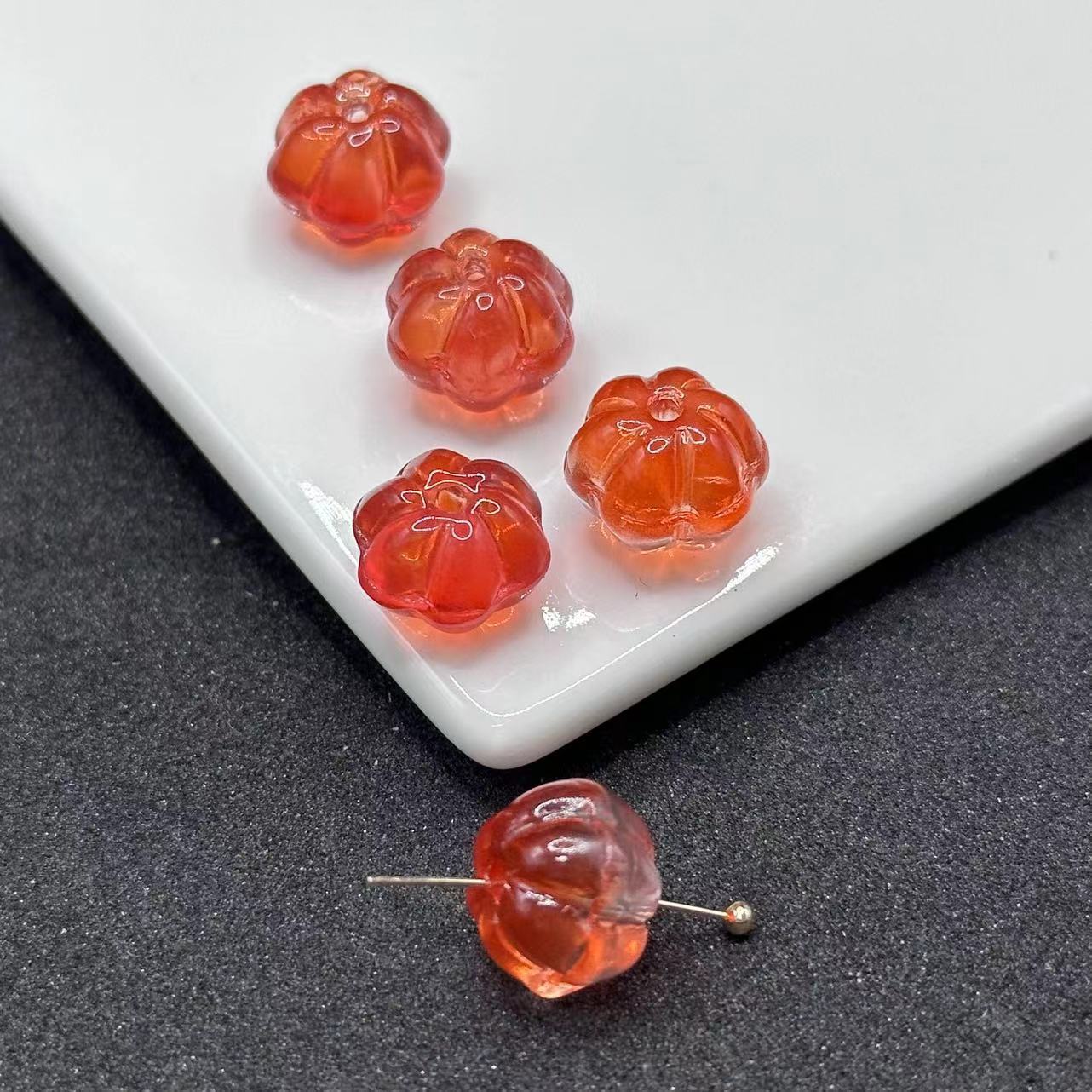 Czech Glass Beads Pumpkin 12mm Translucent Amber 100pcs