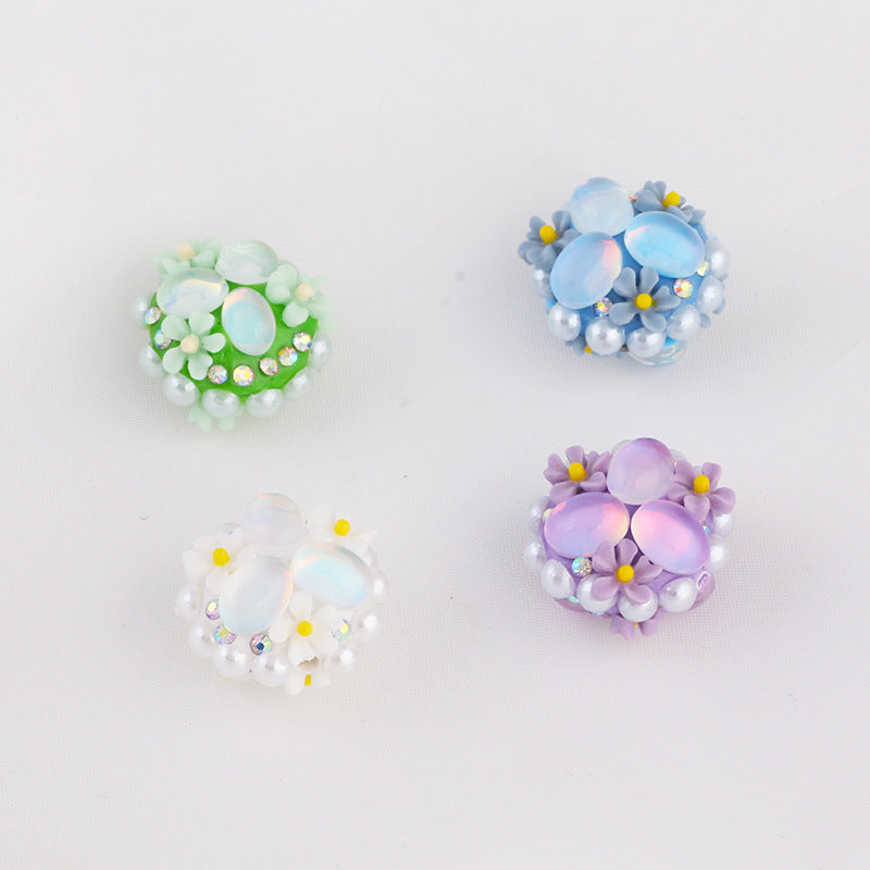 Cat Eye Bubblegum Beads 16mm Triple Flower Cluster Pastel 6pcs 3
