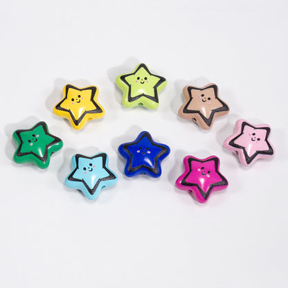 Colorful Smiley Star Acrylic Beads 22mm Glossy 10pcs 2