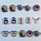 Silicone Focal Beads Independent Day US Flag Cowboy Boots Hearts 20pcs