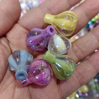 UV Plated Hot Air Balloon Acrylic Beads 25mm Dual Color 50pcs