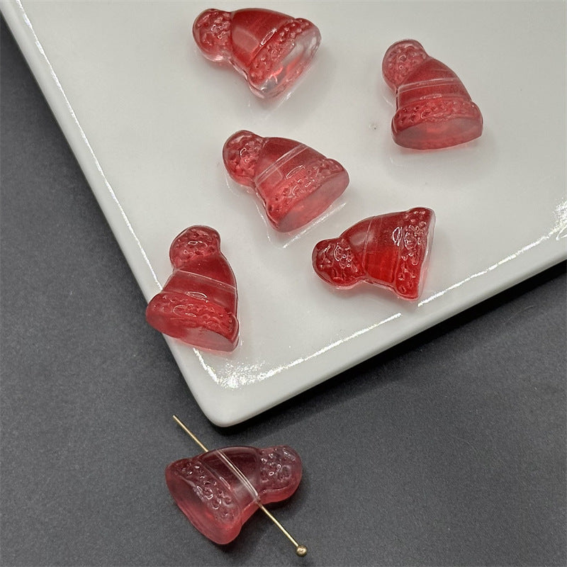 Transparent Christmas Cap Glass Beads 14x17mm Multicolor 100pcs 2