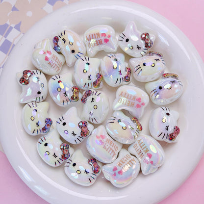 UV Plating Hello Kitty Acrylic Beads 20x22.5x17mm Glossy 5pcs 8