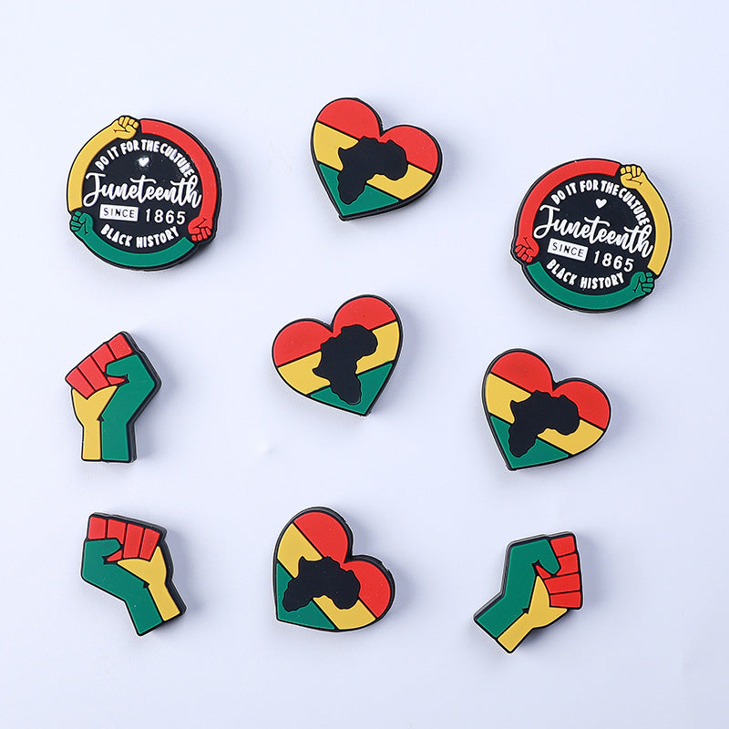 Silicone Focal Beads Black History Month Freedom Raised Fist 20pcs 2