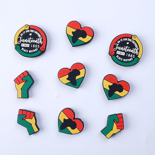 Silicone Focal Beads Black History Month Freedom Raised Fist 20pcs 2