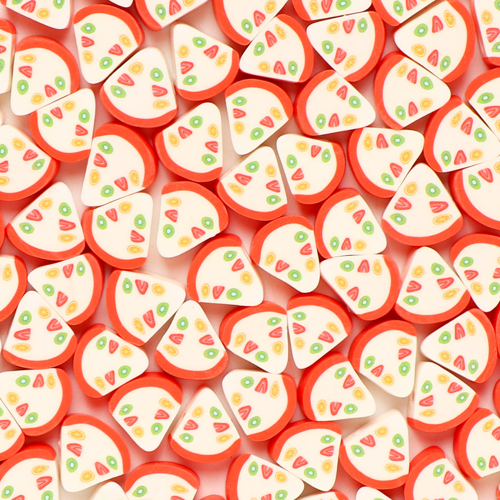 Fruit Cake Pattern Clay Beads 10mm Polymer Mixed Colors 100pcs 6