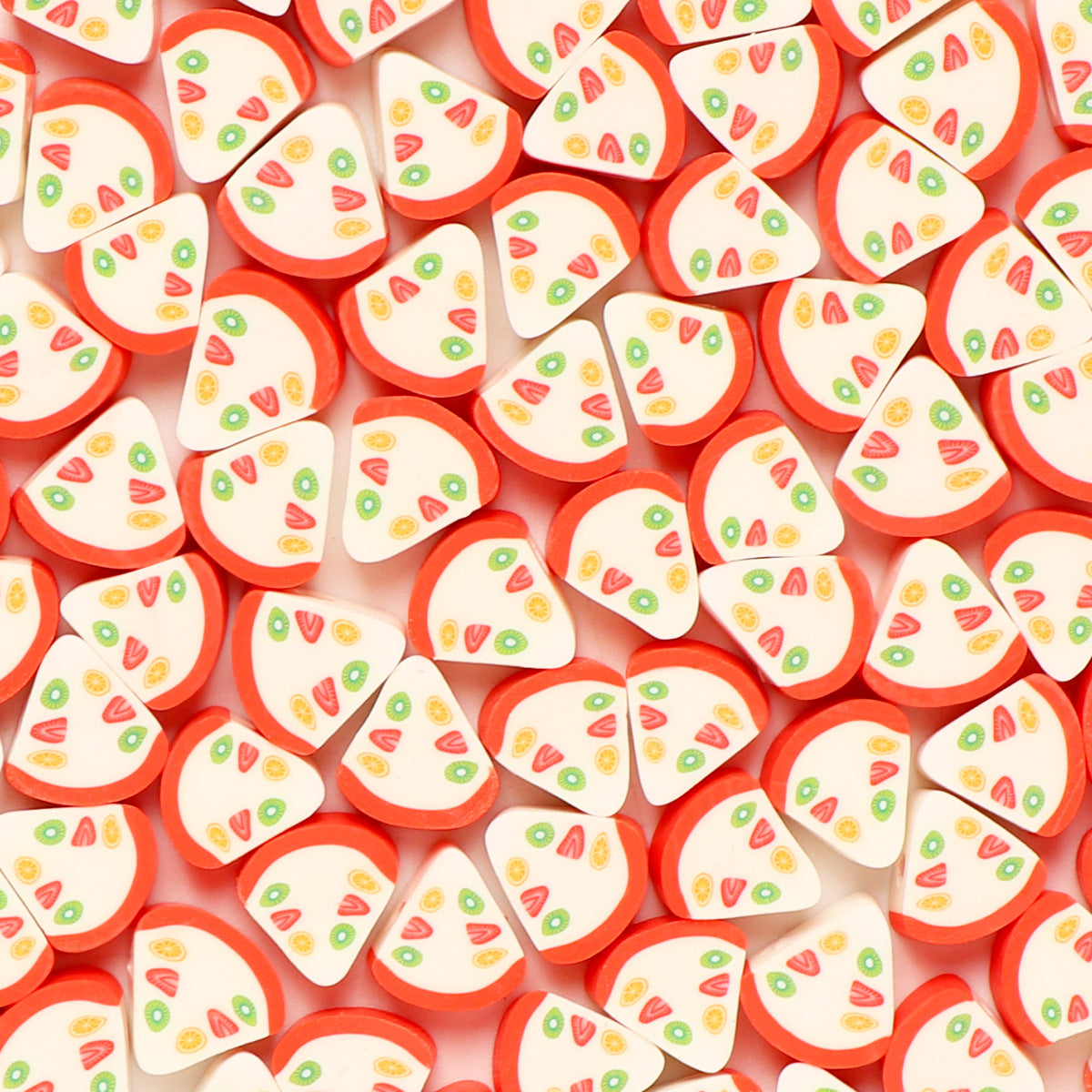 Fruit Cake Pattern Clay Beads 10mm Polymer Mixed Colors 100pcs 6