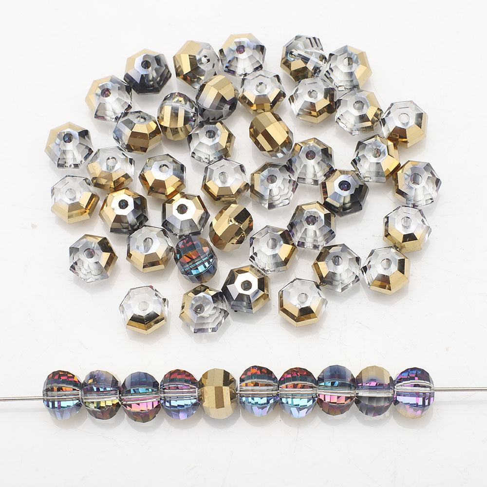 Glass Faceted Spacer Beads 8mm Plating Metallic Color 60pcs 11