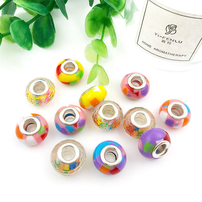 Resin Spacer Beads 14mm Rainbow Pattern 40pcs 2