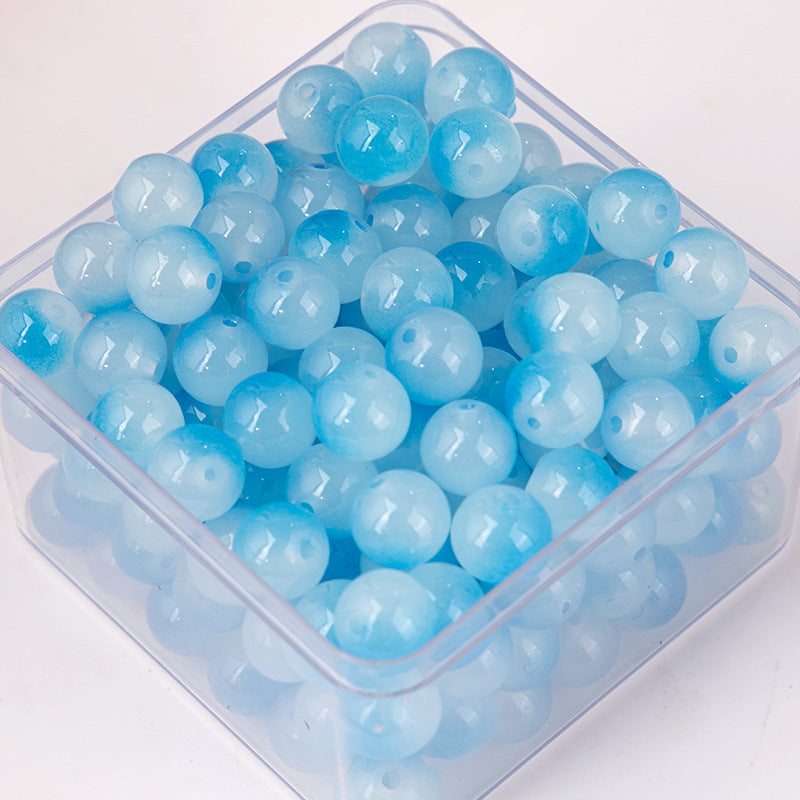 Crackle Round Glass Beads 10mm Dual Color Gradient Mix 50pcs 11