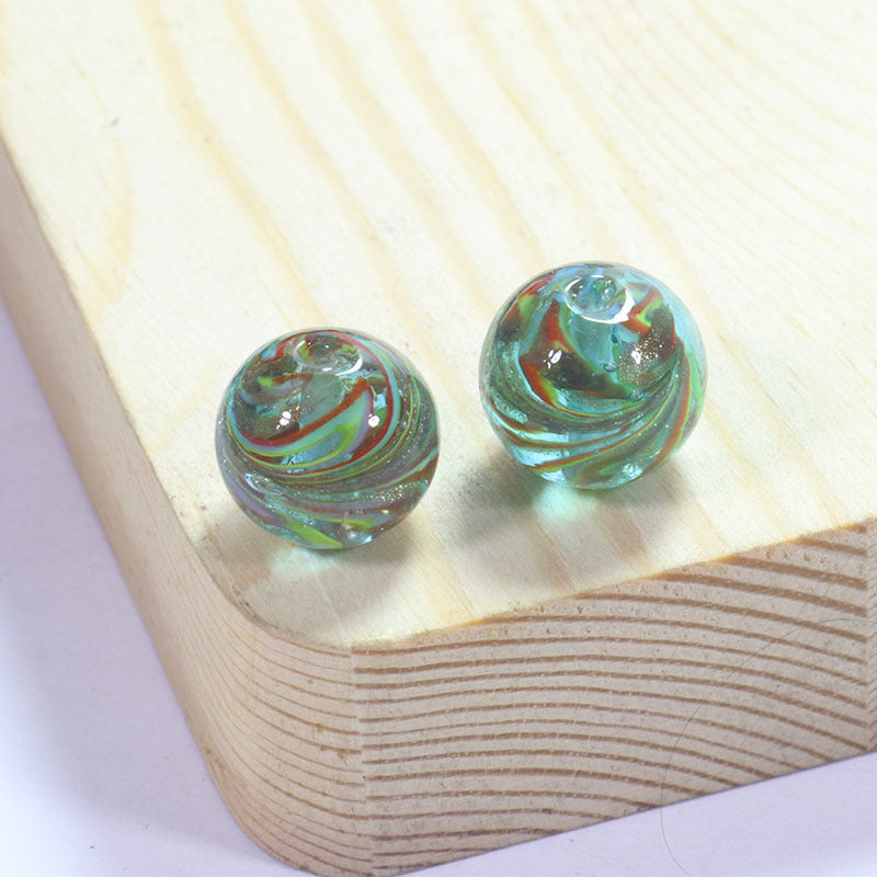 Lampwork Glass Beads Round 12/14mm Transparent Phoenix Tail Gold Foil 5pcs 17