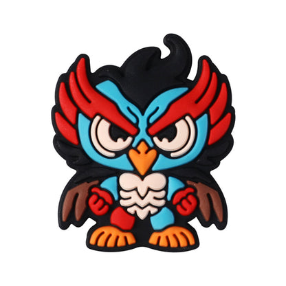 Silicone Focal Beads Owl Super Hero Wearing Mask and Cape 20pcs 7