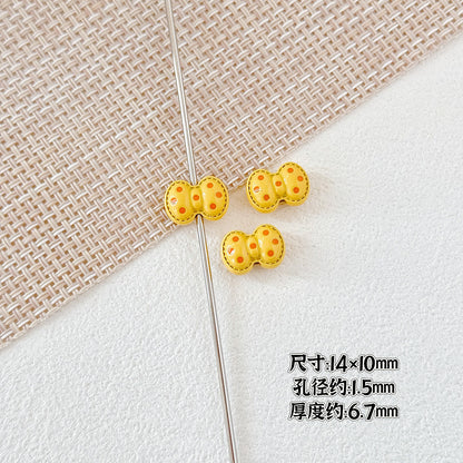 Heart and Rabbit Metal Beads Polka Dot Painted Alloy 10pcs 18