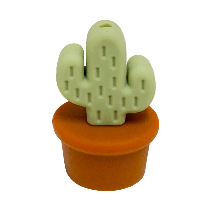 Silicone 3D Focal Beads Flowerpot Cactus Textured Vibrant Pots 20pcs 16
