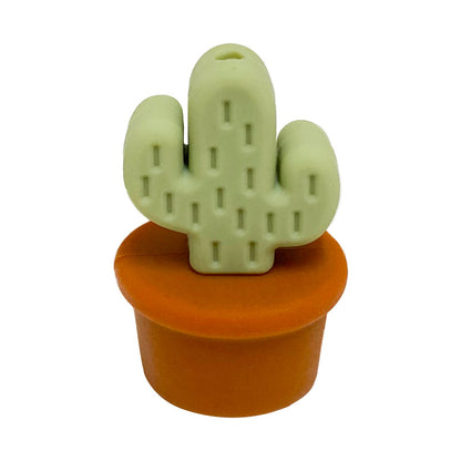 Silicone 3D Focal Beads Flowerpot Cactus Textured Vibrant Pots 20pcs 16