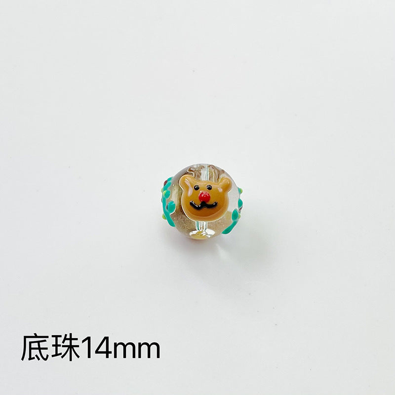 Hand Painted Christmas Enamel Glass Beads 12mm 14mm 1pc 32