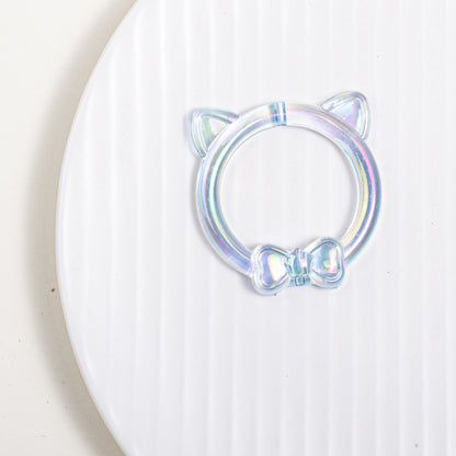 Clear Cat Head Acrylic Beads 23mm Transparent Frame 10pcs 10