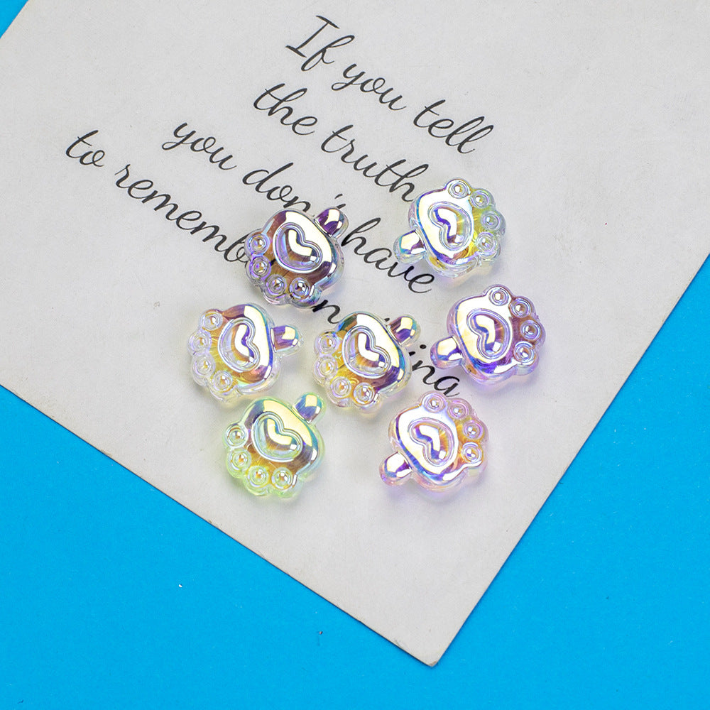 Transparent Plating Bear Paw Acrylic Beads 16mm Iridescent 20pcs 3