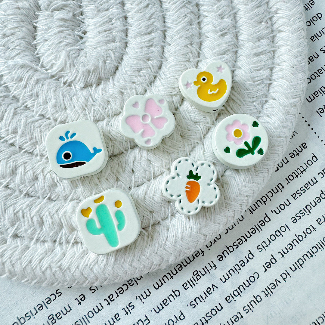 Animal and Plant Series Metal Beads 1.5mm Hole Double-Sided Painted Alloy 10pcs 12