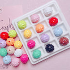 Painted Round Acrylic Beads 17mm Glossy Pineapple Texture 20pcs