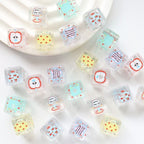 Clear Square Acrylic Beads 14mm Pastel Printed Designs 20pcs 2